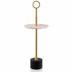 Mesa Lateral Cigg con Tablero de Mármol Rosa – vista 2