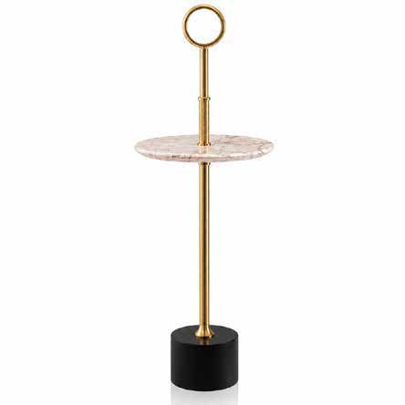 Mesa Lateral Cigg con Tablero de Mármol Rosa – vista 2