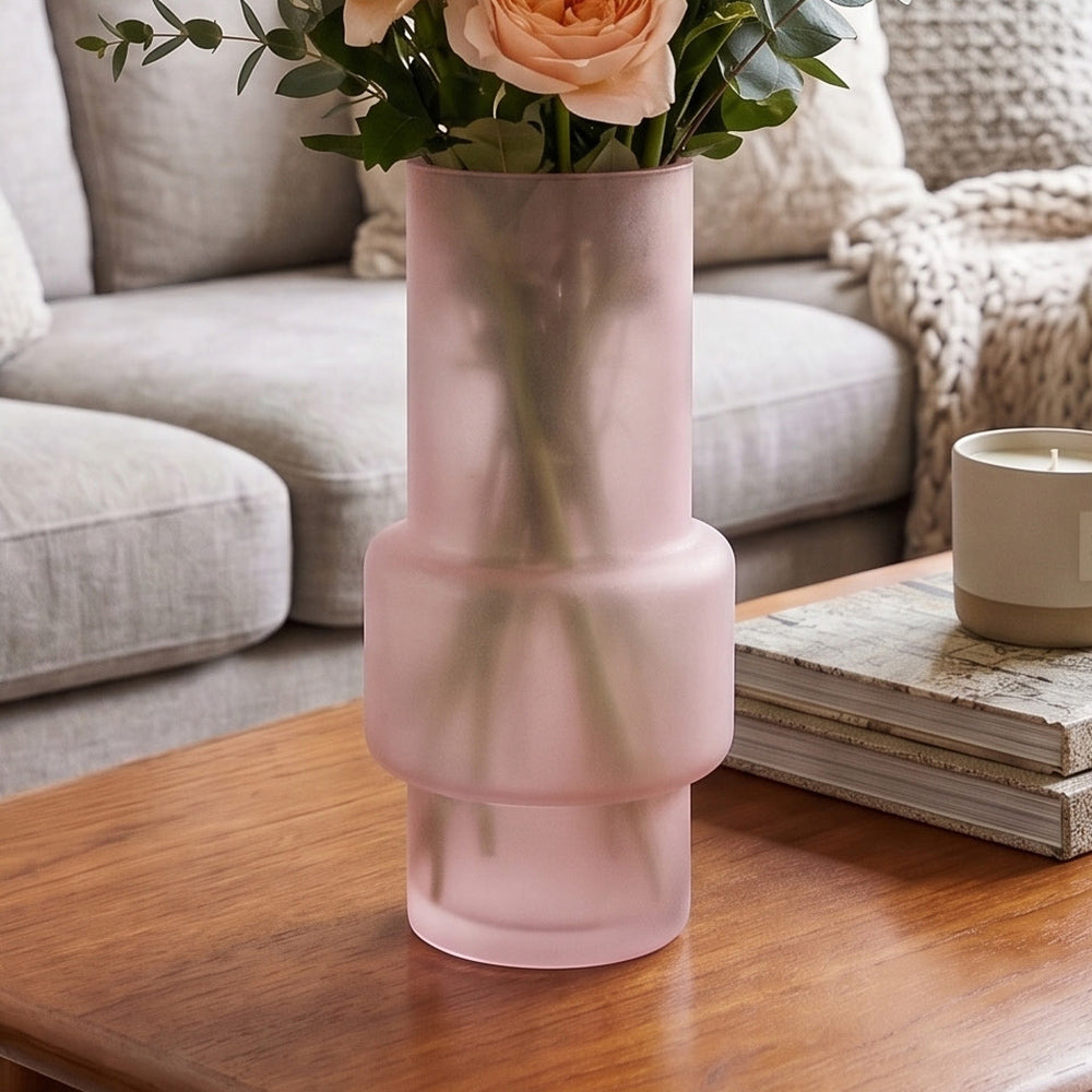 Florero de Vidrio Rosa